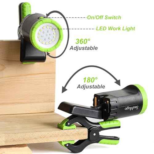 4-Pack Rechargeable LED Work Lights, 360-Degree Adjustable Spotlights with Magnetic Base, Clamp Lights for Barbecue, Workshop, Construction Site, Car Repairing and Home Using