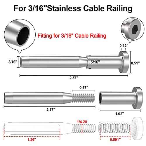 BLIKA 30 Pack 3/16" Invisible Cable Railing kit, T316 Stainless Steel Invisible Receiver and Swage Stud End for 3/16 Inch Cable Railing, Deck Stair Threaded End Fitting for 2"x2" Wood & Metal Posts