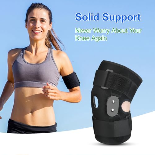 CHIYAN Hinged Knee Brace for Women Men, Open Patella Design with Dual Metal Side Stabilizers, Knee Immobilizer Support for Joint Pain Relief, Arthritis, Meniscus Tear, ACL, PCL, MCL