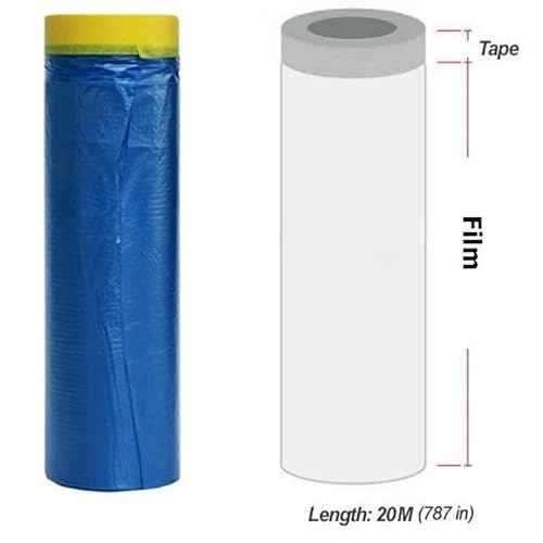 Automotive Masking Tape - Multi Size Pack - Painters Cloth & No Residue Plastic Drop Cloth - Pre-Taped Masking Film (65 Feet) (59 inch)