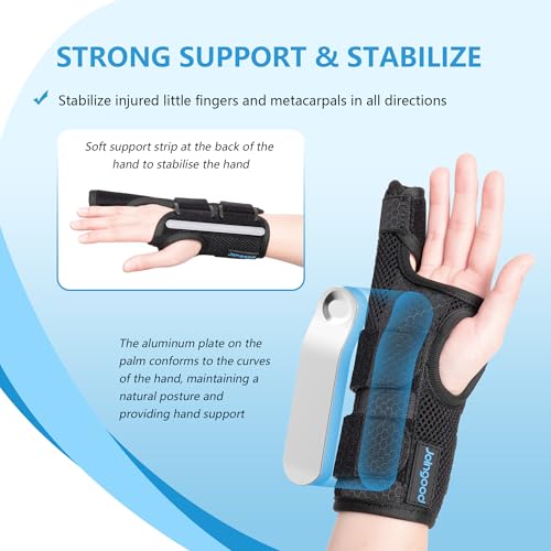 Pinky Finger Splint, Finger Splint for Pinky, Broken Pinky Finger Brace, Little Finger Splint,Metacarpal Finger Splint Hand Brace for Trigger Finger Arthritis,Finger Splint Pinky Right Hand,L