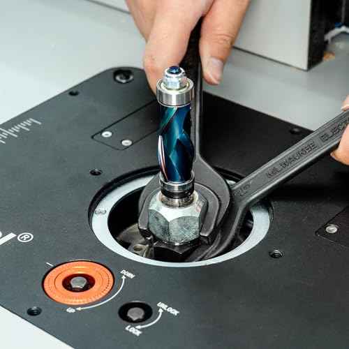 SpeTool Coated Extra Long Double Bearing Spiral Flush Trim Router Bit 1/4 Inch Shank 1/2 Inch Cutting Diameter