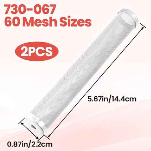 2pcs Fluid Manifold Filter, #730-067 60 Mesh Manifold Filter, Stainless Steel Parts Compatible with Most Airless Paint Sprayer- Silver