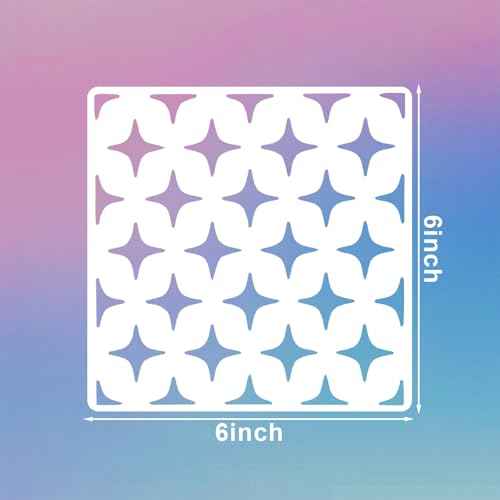 16 PCS 6 Inch Checks Diamond Stencils, Brick Mermaid Scale Reusable Plastic Paint Templates for Painting on Wood, Geometric Star Shape Stencils for Furniture Fabric Wall DIY Crafts Decorations