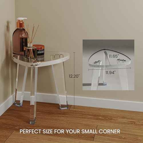 Acrylic Corner Shower Stool for Shaving Legs 11.65" D X 11.94" W X 12.2" H, Heavy Duty Shower Foot Rest, for Inside Shower, Waterproof Non-Slip