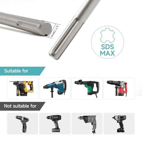 Tile Chisel with SDS-Max Shanks - 4.33 In. x 15.75 In. Tile Chisel Hammer Alloy Steel Chisel Remove Chisel- Suitable for SDS-Max Jack Hammer