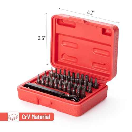 Bates Choice Tamper Proof Torx Bit Set, 13 Pieces Set, T4-T40, Torx Security Bit Set, Tamper-Proof Security with Mini Ratchet Wrench, 1/4-Inch Drive, 34-Piece