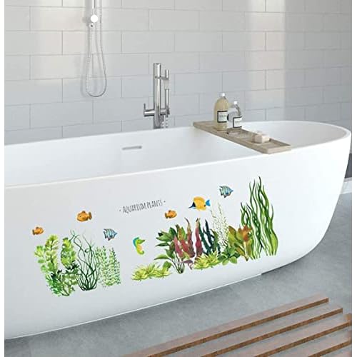 Green Fresh Plant Wall Stickers DIY Ocean Coral Reef and Seaweed for Home Bedroom Bathroom Classroom Decorations