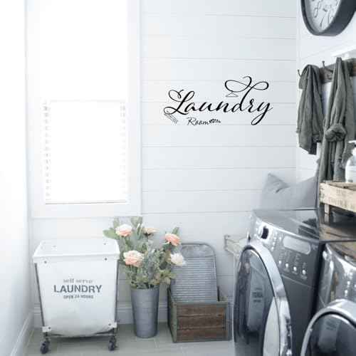Fencosyn Laundry Room Door Sign Sticker£¬Self-Adhesive Waterproof Vinyl Wall Decal Sign for Home Apartment Washing Machine Wall Decor