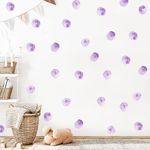 Polka Dot Wall Decals Removable Watercolor Wall Sticker for Kids Baby Girls Living Room Bedroom Playroom (Lavender Purple)