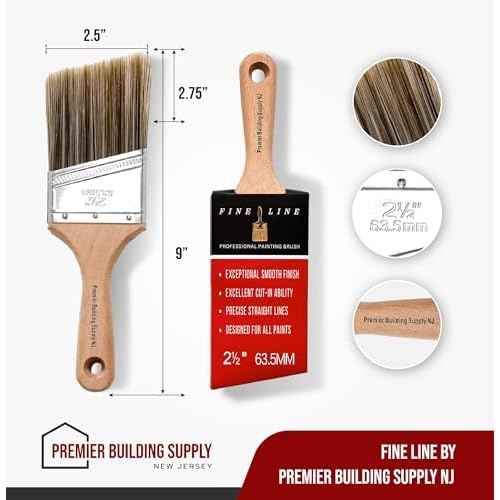 Professional 2 1/2 Inch Angle Sash Short Handle Paint Brush - Fine Line Brush for Precise Edging and Cutting in - Ideal for Home Improvement, Interior & Exterior Painting, Woodwork, and Detail Work