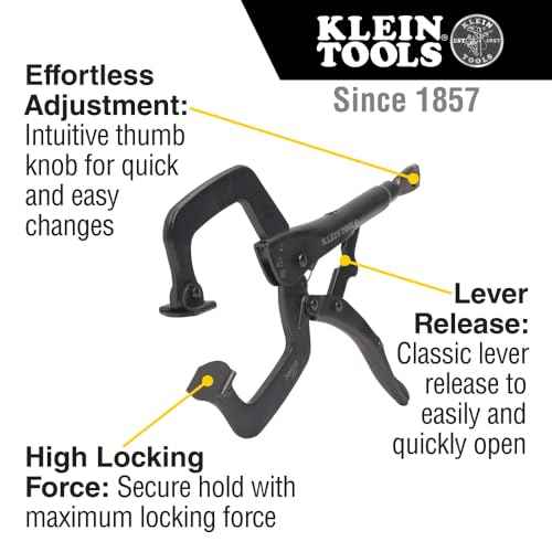 Klein Tools 38662 C-Clamp Locking Pliers Set, 6-Inch and 11-Inch Adjustable Swivel Jaw Pliers, for Home, Shop, Woodworking, 2-Piece