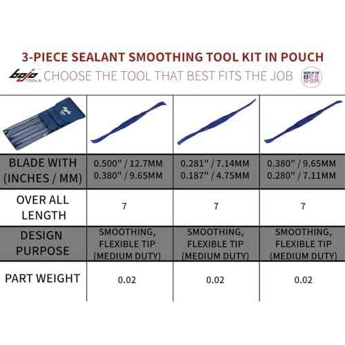Bojo Tools - 3-Piece Plastic Sealant Smoothing Tool Kit in Pouch - Medium Duty