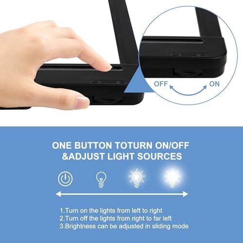5X Hands Free Magnifying Glass with Light and Stand 43 Ultra-Bright LEDs, Page Magnifier for Reading, Neck Wear Large Magnifying Glass for Reading Small Prints Low Vision Elderly(Black)