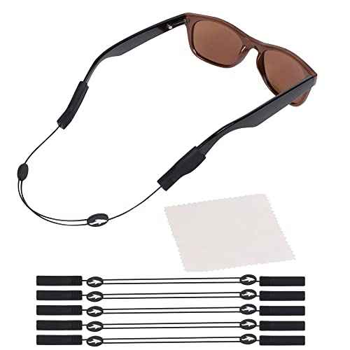Adjustable Eyeglass Strap (Shark Style) - No Tail Sunglass Strap - Eyewear String Holder - With Bonus Glasses Cleaning Cloth