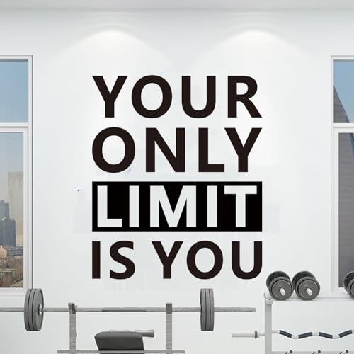 SEATUNE Motivational Gym Wall Decals - Inspirational Quotes Office Wall Stickers - School Classroom Home Garage Vinyl Art Wall Decor - Your Only Limit is You 15"X18"