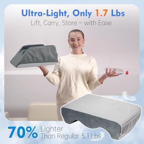 Vekkia Lightweight Lap Desk Pillow for Reading,Gaming,Crocheting, Leg Pillow for Bed, Couch & Floor – Arm Support for Adults,Washable Cover, Storage Pockets