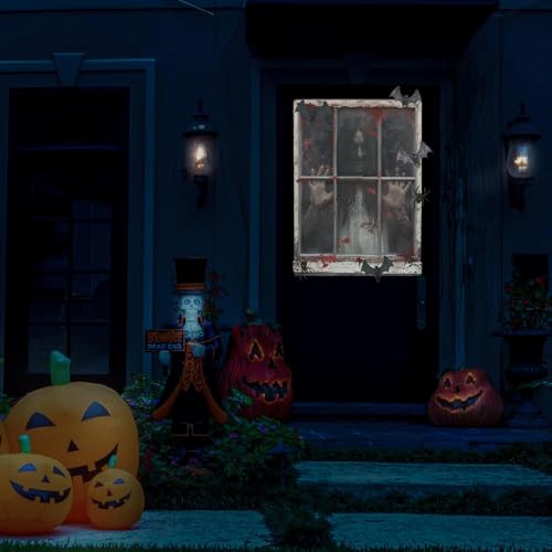 TOARTi 3D Happy Halloween Wall Decal (84x60cm) Scary Ghost Bat Stickers Horror Themed Party Decal Halloween Bloody Wall Stickers Spooky Zombie Clings for Haunted House Party Bathroom Decoration