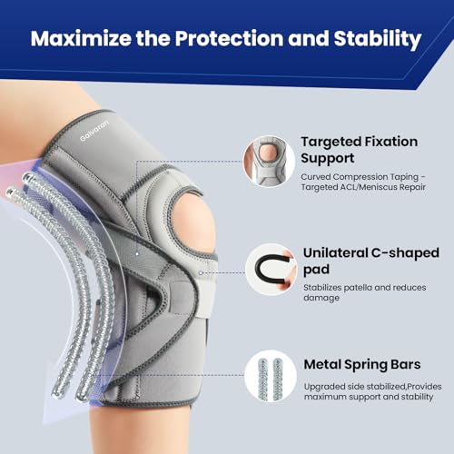 Galvaran Knee Brace for ACL MCL Meniscus Tear,Adjustable Knee Support for Maximum Knee Pain,Side Stabilizers for Injury or Surgery Recovery - Men and Women