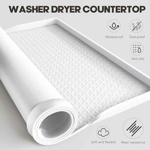 Washer Dryer Countertop, 54" x 27.5" Large Washer and Dryer Covers for The Top, Non-Slip Waterproof Silicone Dryer Top Protector Mat, Washer Dryer Topper for Laundry Room Kitchen Home£¨White£©
