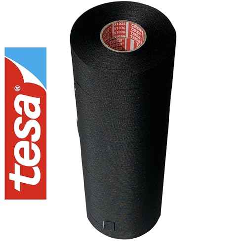 15 Tesa 51036 PET Cloth High Heat Electrical Tape for Wire Harness, Cables for Automotive Engine, Protect Against High Temperature, Abrasion, Chemical & Fluid | Flame Retardant | Black