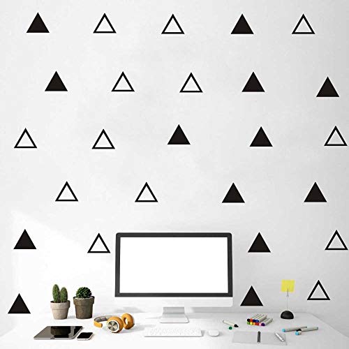 64PCS Vinyl Triangle Wall Decals, Removable Geometric Stickers for Kids Bedroom, Nursery or Living Room, Solid Hollow Tribal Pattern Easy Peel and Stick Decor AM162 (Black)