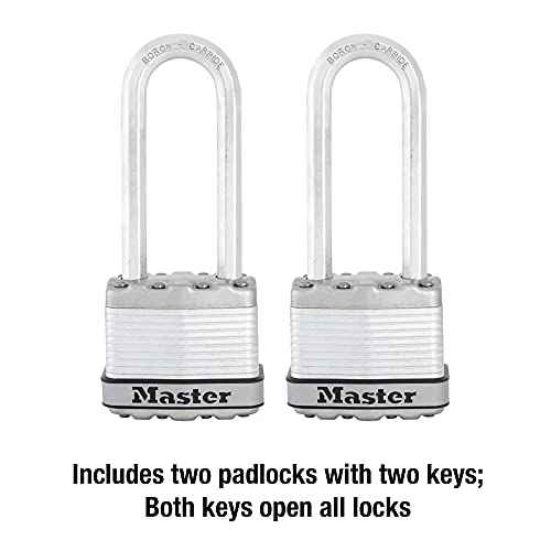 Master Lock M1XTLJ Magnum Heavy Duty Padlock with Key, 2 Pack Keyed-Alike