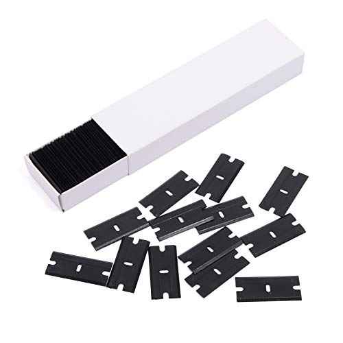 EHDIS Razor Blades 100 PCS Double Edged Plastic Blade for Safety Glass Scraper and Razor Scraper Tool - Remove Decals, Stickers, Adhesive Label, Glue and Glass Clean - Black