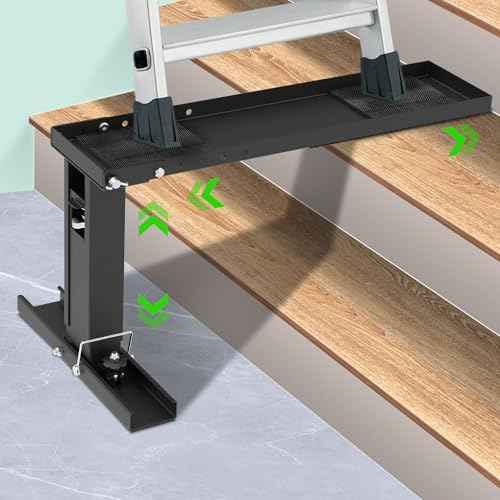 Ladder Leveler Heavy-Duty Stabilizer & Leveler with 880lbs Capacity, Adjustable Height/Length for Extension Ladders, Non-Slip Feet£¨Black£©