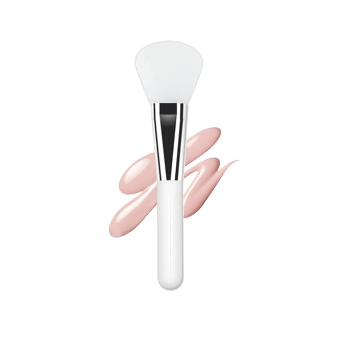 Facial Mask Application Brush, Soft Silicone Fan Shape White Brush Head Cosmetic Tool for Body Lotion, Mud, Clay, Charcoal Mixed Mask