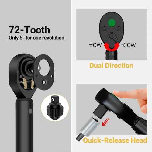 1/4" Click Torque Wrench Set, 32-Piece Portable Bicycle Maintenance Tool Kit, 2-20 Nm ¡¾3% Precision, S2 Torx & Hex Bits, Pro Bike Torque Wrench for Road/Mountain Bike (MTB) & Cycling Repair