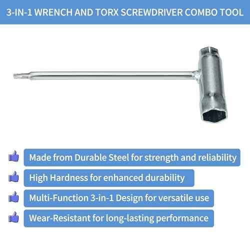 Combination Wrench 19mm x 13mm (3/4" x 1/2"), T-Wrench and T27 Torx Screwdriver Combination Chainsaw Tool, Fit for Stihl TS350, TS350AVE, TS360, TS400, TS460, TS700 and TS800 Cutquik Saws