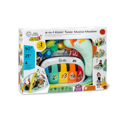 Baby Einstein Farm Explorers 4-in-1 Kickin’ Tunes Musical Meadow Music & Language Discovery Gym, Ages 0 Months and Up
