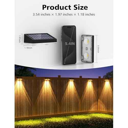 APONUO Solar Fence Lights Outdoor Waterproof, Fence Lights Solar Powered, Warm White Solar Light for Fences, Backyard, Patio, Wall, Deck, Yard (12 Pack, Black)
