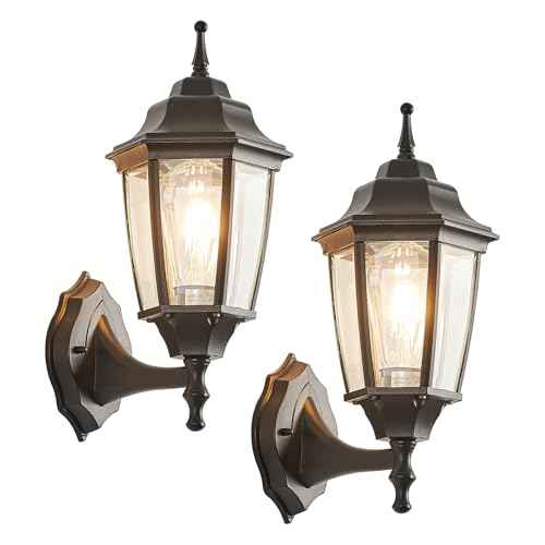 Refice Aluminum 2-Pack Waterproof Outdoor Light Fixtures Wall Mount Exterior Porch Lights, Anti-Rust Outside Lights for Patio, Garage, Doorway