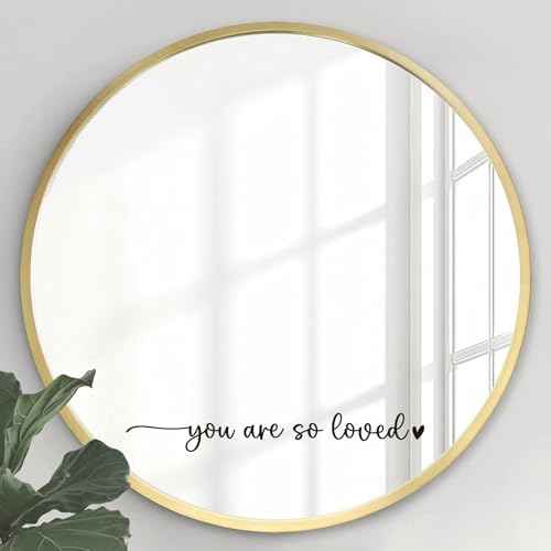 You are so Loved Mirror Decal Vinyl Decal, Bathroom Wall Decals, Mirror Sticker for Girls, Positive Affirmation Decal for Girls Room Bedroom, 15.7x2 inch (Vinyl Decal Without Mirror)