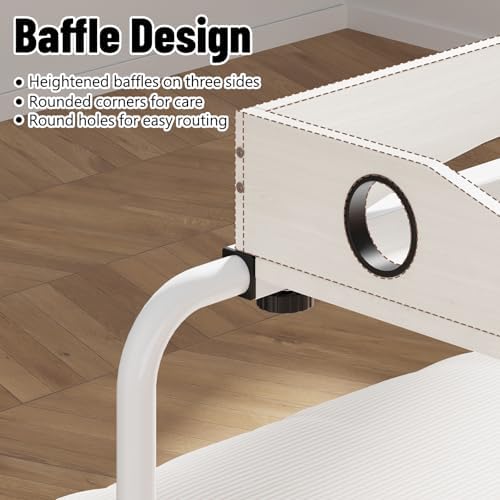 Overbed Table with Wheels, Overbed Desk with Adjustable Length and Height, Rolling Over Bed Desk, King Queen Over The Bed Table on Wheels, Heavy Duty Laptop Table for Hospital and Home (White, 1.2M)