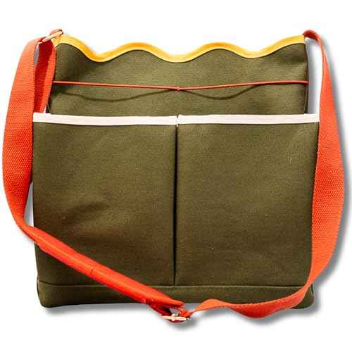 ban.do Garden Tool Bag, Cotton Canvas Outdoor Bag with EVA Lining and Scalloped Edges, Colorblock