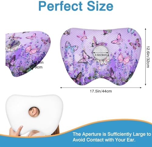 Ear Piercing Pillow for Side Sleepers with Washable Cover Pillows with Holes for Ear Pain,Donut Pillow for Adults CNH Ear Pain Relief Pressure Sores Ear Pillow with Hole in Center