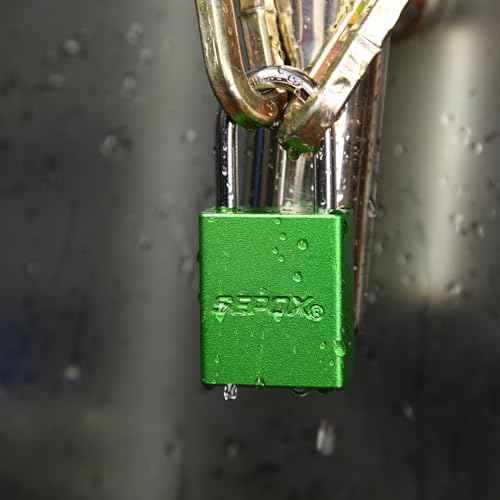SEPOX¢ç Ultra Rust-Resistant Weatherproof Padlocks, Green Aluminum Set of 4 Padlocks with 8 Same Keys, High Security for Outdoor & Industrial Like Lock-Out, Gates, Storage, Lockers, Fences