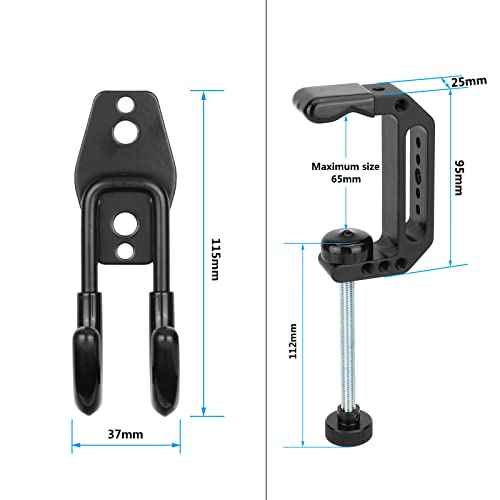 CAMVATE Heavy Duty Wall Hanging Hook for Tool Storage + Extended Super C Clamp with 1/4" & 3/8" Mounting Points - 3091