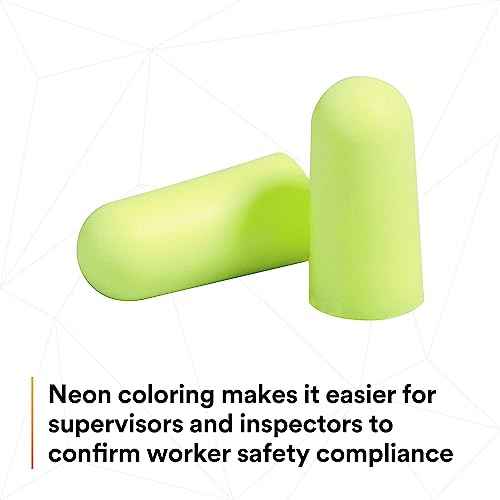 3M Ear Plugs, E-A-Rsoft Yellow Neons 315-1250, 200 Pair of Disposable Earplugs, Pairs Individually Wrapped, Regular Size, Uncorded, 33 NRR, Tapered Cylinder Shape, Slow Recovery Foam