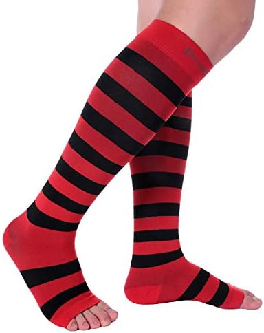 Doc Miller Compression Socks for Pregnant Women – Wide Calf, Open Toe Knee Sleeve 15-20 mmHG,Toeless Pregnancy Stockings for Varicose Veins, Footless Shin Splint Relief, 1 Pair