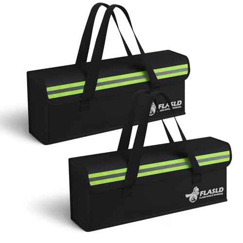 FLASLD 2-Pack Lipo Fireproof Bag Ebike Accessories Battery Charging Case Charge Explosionproof Bag Large Capacity Lipo Battery Storage Guard Safe Box (19.3 x 4.3 x 7in), Black