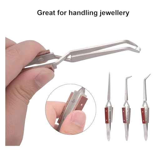 3pcs Soldering Tweezers Set Jewelry welding tweezers Cross Lock Tweezers for Jewelry Making 45¡Æ & Straight + 90¡Æ Angled Solder Tweezers