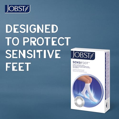JOBST SensiFoot Diabetic Compression Socks for Men and Women 8-15 mmHg with Seamless Toe and Moisture Management - Extra Padding in Toe, Foot, and Heel Area - Crew Length - Closed Toe - Brown, Small