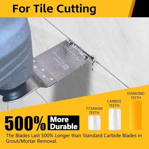 12 PCS Diamond Saw Blades for Oscillating Tool, Grout Removal Blade with 3 Adapters, Professional Multi Tool Blades Kit for Grout, Cement,Fit Milwaukee, Dewalt, Bosch, Ryobi