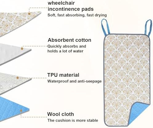 Waterproof Highly Absorbent Incontinence Wheelchair Pads for Elderly (White-Yellow)