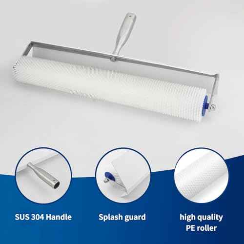 Self-Levelling Cement Tool Kit,Spike Roller for Self Leveling Cement,Epoxy Floor Tools,Roller Brush,Floor Construction Roller Spiked Shoes,Stainless Steel Scraper Self-Leveling Rake