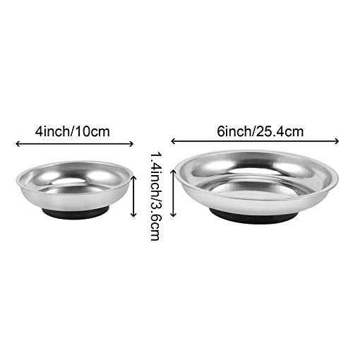 ZOENHOU 10 PCS 4¡± 6¡± Round Magnetic Tray, Stainless Steel Magnet Parts Tools Trays Parts Screw Holder Metal Collector for Mechanics Hobbyists Woodworker
